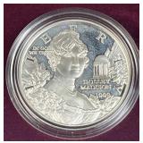 1999 Silver Proof Dolley Madison Dollar, 90%