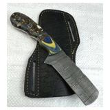 Damascus Steel Fixed Blade Knife w/ Sheath