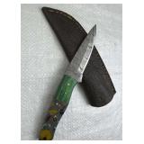 Damascus Steel Fixed Blade Knife w/ Sheath