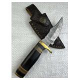 Damascus Steel Fixed Blade Knife w/ Sheath
