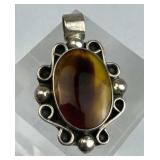 925 Silver Mexico Tigers Eye Scrollwork Pendant