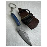 Damascus Steel Fixed Blade Mini Knife w/ Sheath
