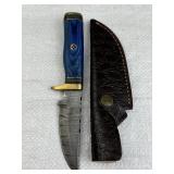 Damascus Steel Fixed Blade Knife w/ Sheath
