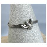925 Silver Bumblebee Hammered Thin Band Ring