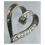 925 Silver "Follow Your Heart" CZ Heart Slide Pn