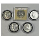 (5) JFK 40% Silver Half Dollars, US 50c Coin