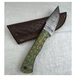 Damascus Steel Fixed Blade Knife w/ Sheath