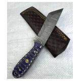 Damascus Steel Fixed Tanto Blade Knife w/ Sheath