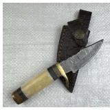 Damascus Steel Fixed Blade Knife w/ Sheath
