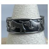 925 Silver Charging Bull Taurus Zodiac Adjustable