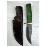 Damascus Steel Fixed Blade Knife w/ Sheath