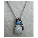 925 Silver Fire & Ethiopian Opals White Topaz Neck