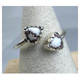 925 Silver White BuffaloTurquoise Adj. Bypass Ring