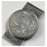 1922 Peace Silver Dollar in Sterling Money Clip