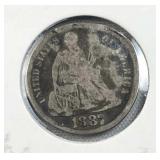 1887 Seated Liberty Silver Dimes, US 90%