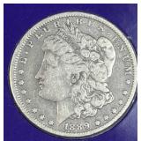 1889-O Morgan Silver Dollar w/ 3c PanAm Stamp