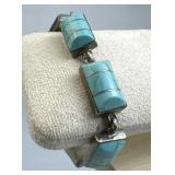 925 Silver Taxco Turquoise Barrel Link Toggle