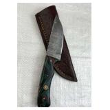 Damascus Steel Fixed Blade Knife w/ Sheath