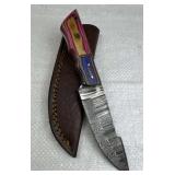 Damascus Steel Fixed Blade Knife w/ Sheath