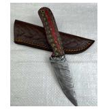 Damascus Steel Fixed Blade Knife w/ Sheath