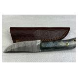 Damascus Steel Fixed Blade Knife w/ Sheath