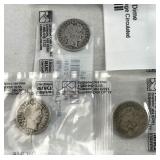 1912-S, 1913, 1914 Barber Silver Dimes, US 90%