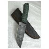 Damascus Steel Fixed Blade Knife w/ Sheath
