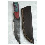 Damascus Steel Fixed Blade Knife w/ Sheath