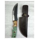 Lg Handmade Steel Fixed Blade Knife w/ Sheath