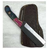 Handmade Steel Bull Cutter Blade Knife w/ Sheath