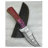 Damascus Steel Fixed Blade Knife w/ Sheath