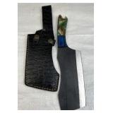 LG Handmade Steel Cleaver Blade Knife w/ Sheath