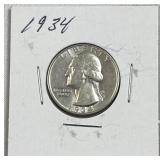1934 Washington Silver Quarter, US 90% Coin
