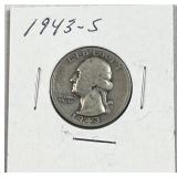 1943-S Washington Silver Quarter, US 90% Coin