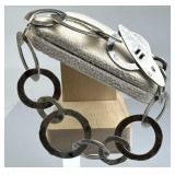 925 Silver Hammered Interlocking Round Bracelet