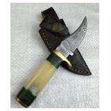 Damascus Steel Fixed Blade Knife w/ Sheath