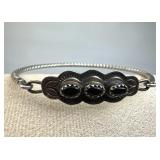 925 Silver Black Onyx Front Hook Bangle Bracelet