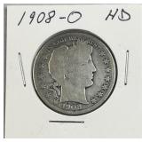 1908-O Barber Silver Half Dollar, US 90% Coin