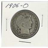 1906-O Barber Silver Half Dollar, US 90% Coin
