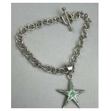 925 Silver Opal Star Toggle Clasp Chain Bracelet