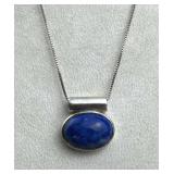 925 Silver Lapis Lazuli Cabochon Slide Pend. Neckl