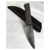 Damascus Steel Fixed Blade Knife w/ Sheath
