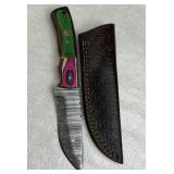 Damascus Steel Fixed Blade Knife w/ Sheath