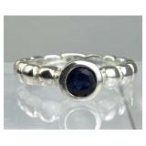 925 Silver Bezel Set Blue CZ Bubble Band Stacking
