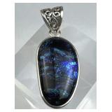 925 Silver Vtg Royal Blue Dichroic Fused Glass Sto