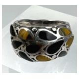 925 Silver Black Onyx & Tigers Eye Inlay Ring