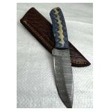 Damascus Steel Fixed Blade Knife w/ Sheath