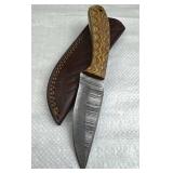Damascus Steel Fixed Blade Knife w/ Sheath