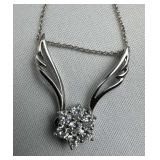 925 Silver Movable Angel Wing Pendant Necklace