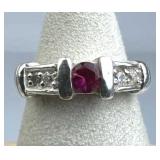 925 Silver Pink Topaz & Zirconia Band Ring